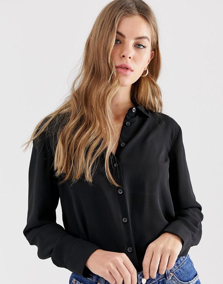 New Look Button Down Shirt In Black - Black