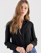 New Look Button Down Shirt In Black - Black