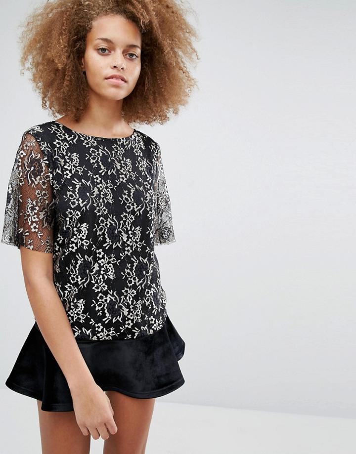 Selected Brina Lace Top - Black