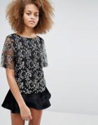 Selected Brina Lace Top - Black