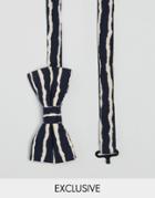 Reclaimed Vintage Stripe Bow Tie In Black - Black
