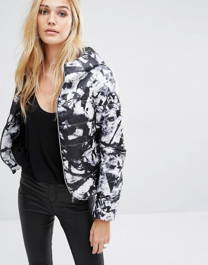 Noisy May Padded Jacket In Shattered Print - Multi