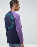 Asos Dropped Raglan Oversized With Gothic Chest And Back Print - Purple