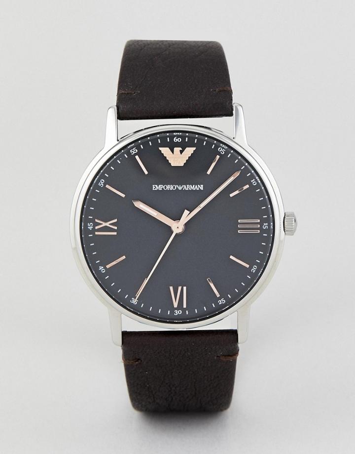 Emporio Armani Ar11153 Kappa Leather Watch 41mm - Brown