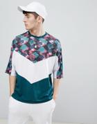 Asos Design Oversized T-shirt With Retro Panels And Half Sleeve - Multi