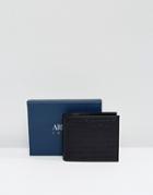 Armani Jeans Leather Wallet With Coin Holder Embossed Logo In Black - Black