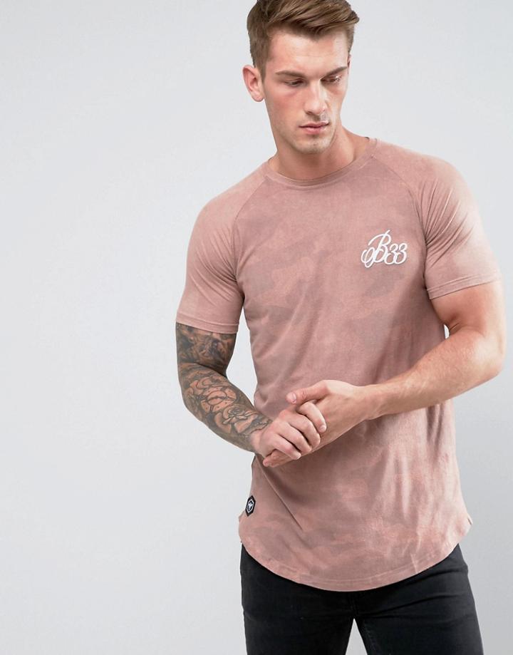Bee Inspired Muscle Fit T-shirt In Pink Suedette - Navy