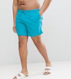 Asos Plus Swim Shorts In Blue In Mid Length - Blue