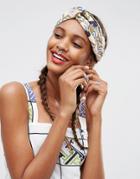 Asos Africa Geo Floral Print Twist Headband - Multi