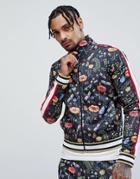 Jaded London Printed Floral Track Jacket - Black