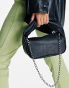 Asos Design Shoulder Bag With Twist Detail Handle And Detachable Crossbody Strap In Black