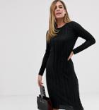 New Look Midi Tunic Dress In Black Plisse