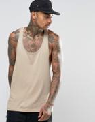 Asos Tank With Extreme Racer Back In Beige - Beige