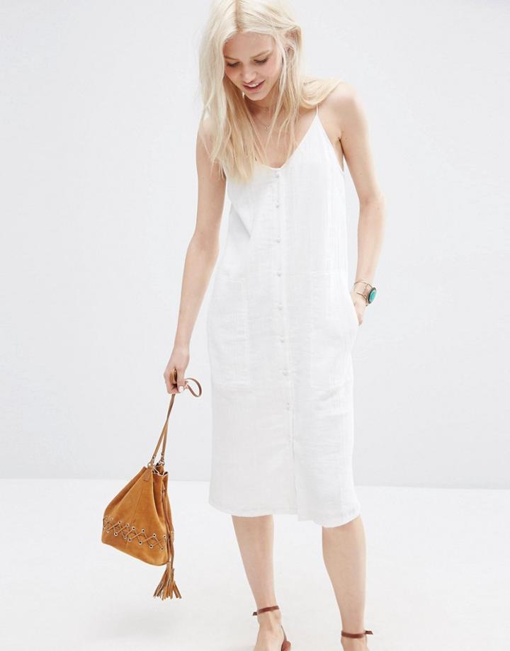 Asos Sundress With Button Through Detail - White