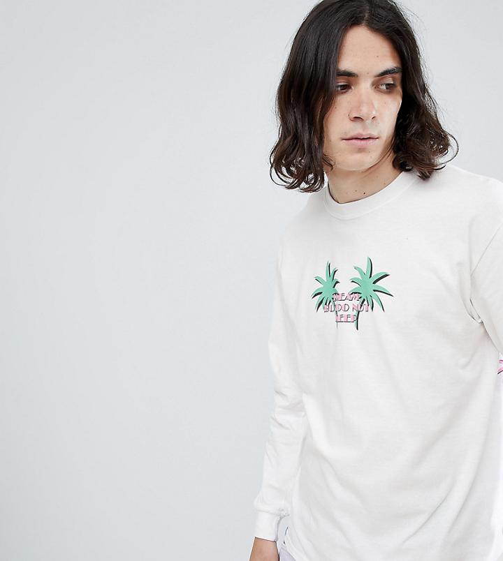 Dream But Do Not Sleep Palm Long Sleeve T-shirt With Back Print - White