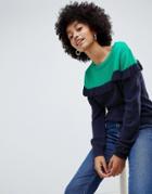 Brave Soul Duo Color Block Sweater - Navy