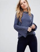 The Fifth Destination Flared Sleeve Jersey Top - Navy