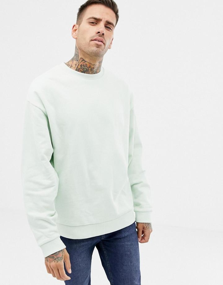 Asos Design Oversized Sweatshirt In Pale Green - Green