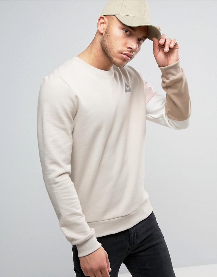 Le Coq Sportif Tricolour Sleeve Sweatshirt With Small Logo In Beige 1711064 - Beige