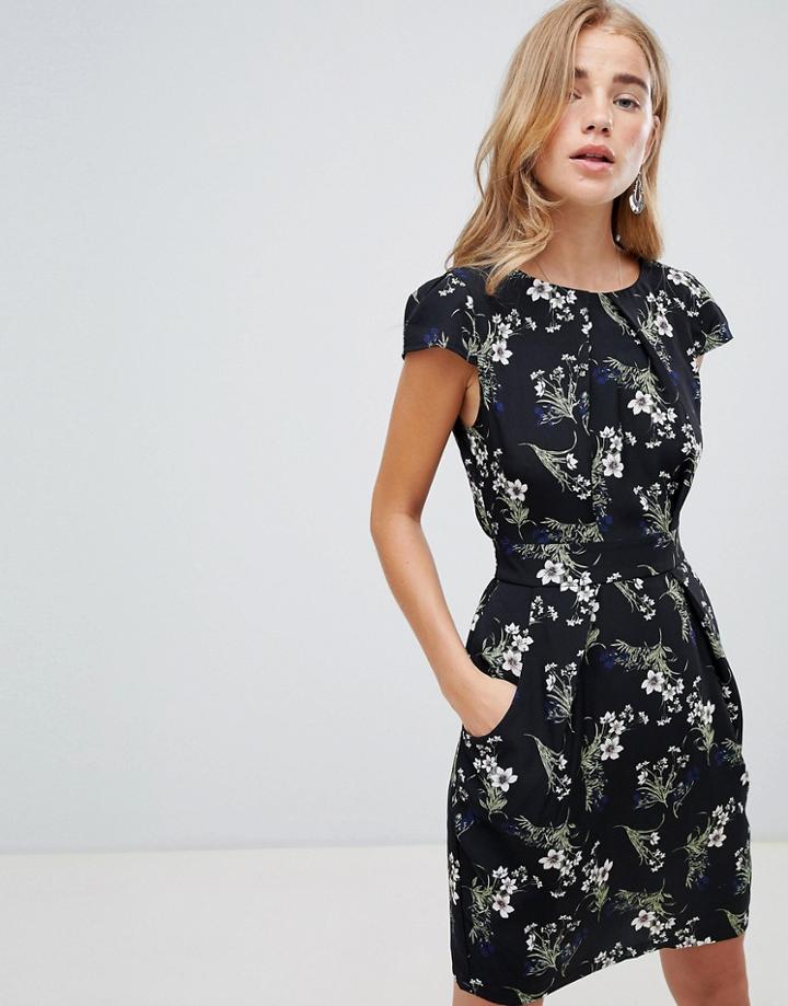 Qed London Floral Tulip Dress - Multi