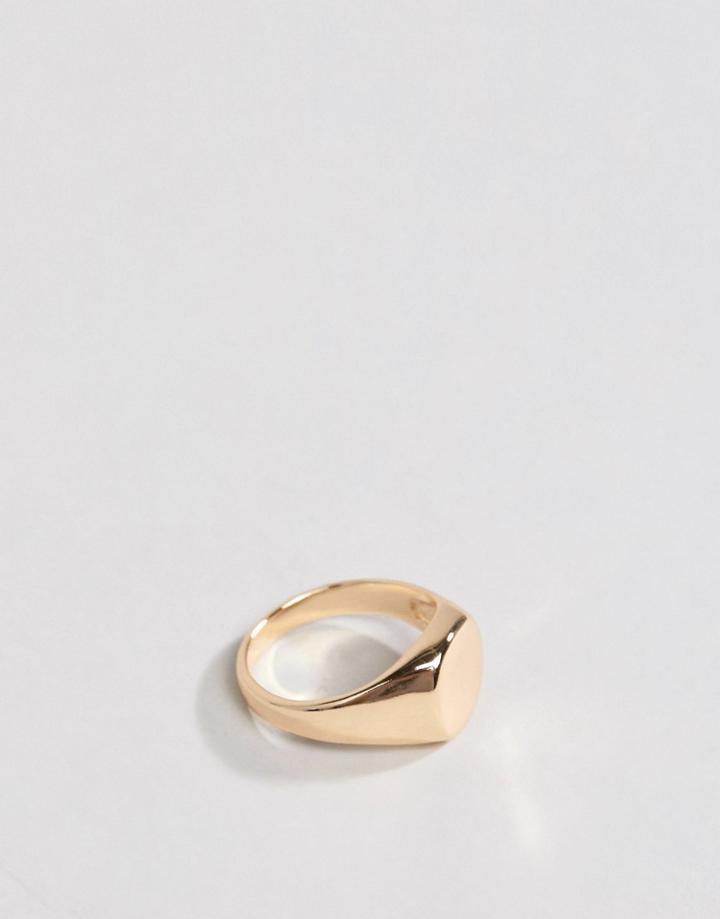 Asos Design Chunky Pinky Ring In Gold - Gold