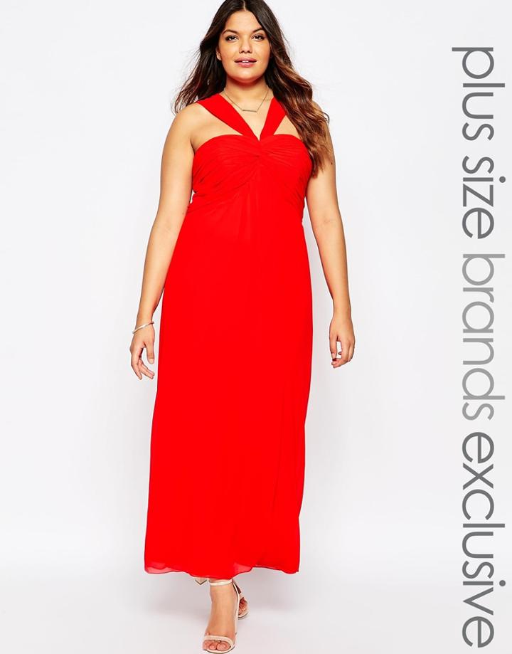 Junarose Halter Neck Maxi Dress - Red