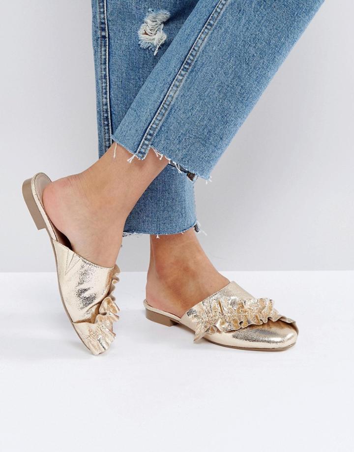 Asos Lakeshore Ruffle Ballets - Gold