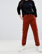 Asos Original Mom Jeans With Polka Dot Print In Rust - Red