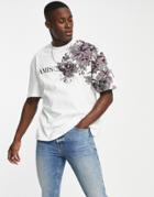 River Island Oversized T-shirt With Floral Placement Print In White
