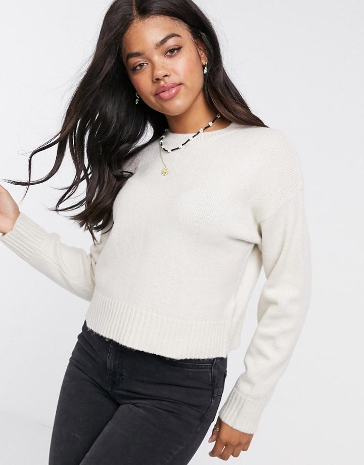 New Look Crew Neck Sweater In Off White