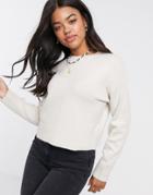 New Look Crew Neck Sweater In Off White