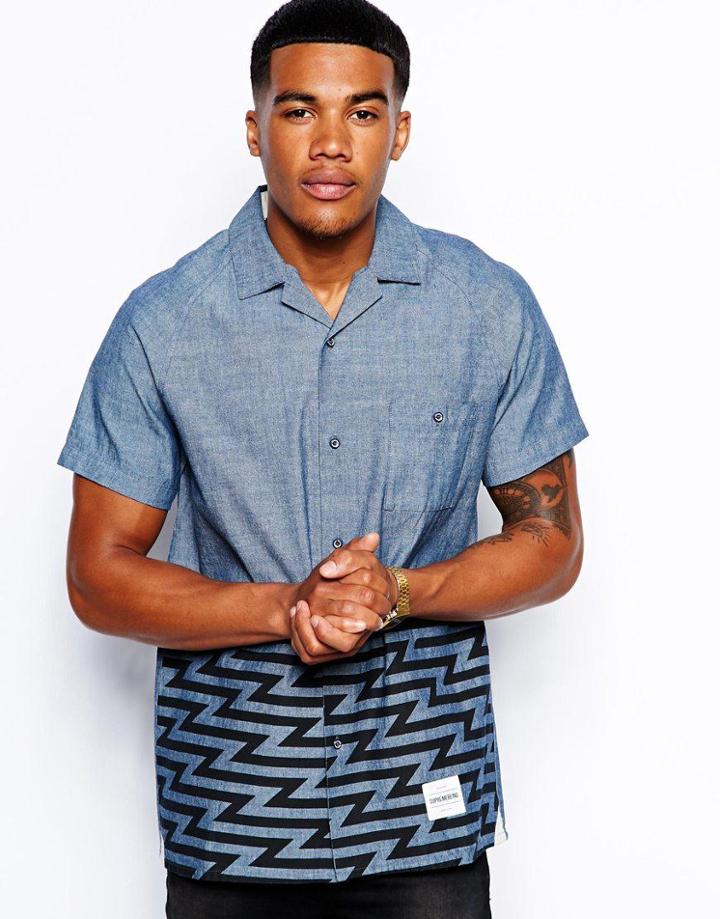 Supremebeing Chambray Shirt With Short Sleeves