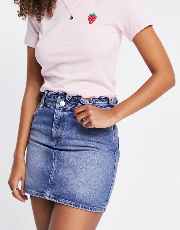 Miss Selfridge Frill Top Denim Skirt In Blue-blues