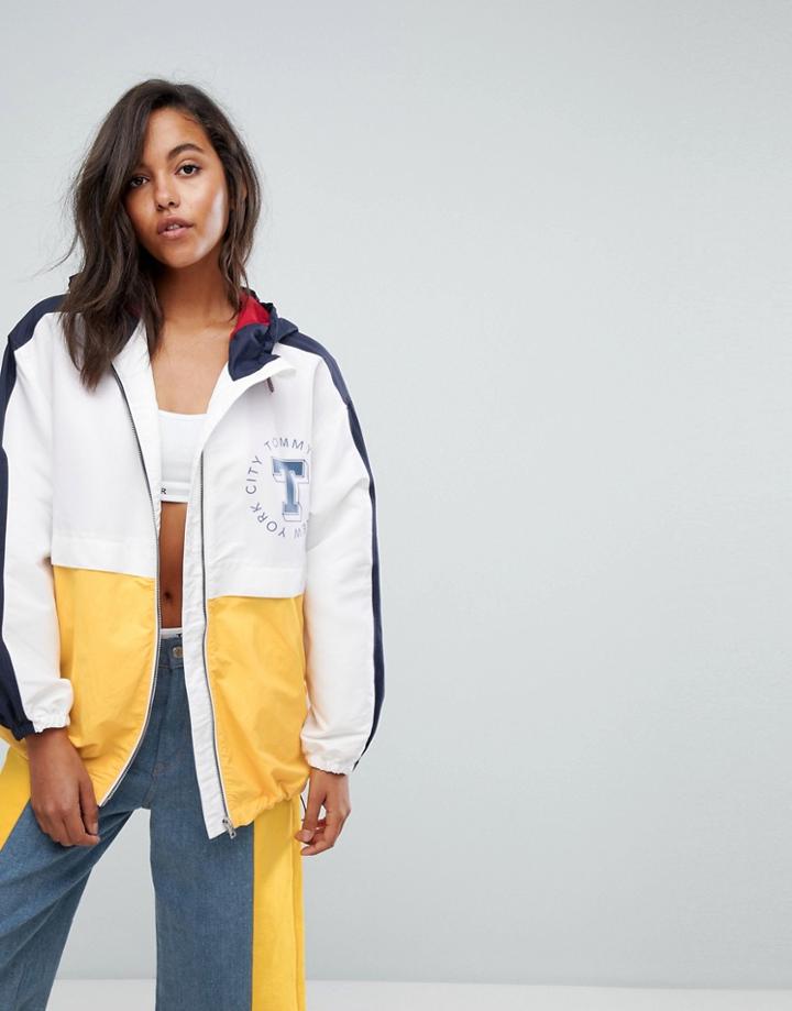 Tommy Jeans Color Block Rain Jacket - White