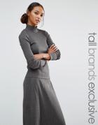 Daisy Street Tall Ribbed Knitted Jumper - Gray