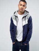 Threadbare Color Block Tri-co Zip Though Hoodie - Navy