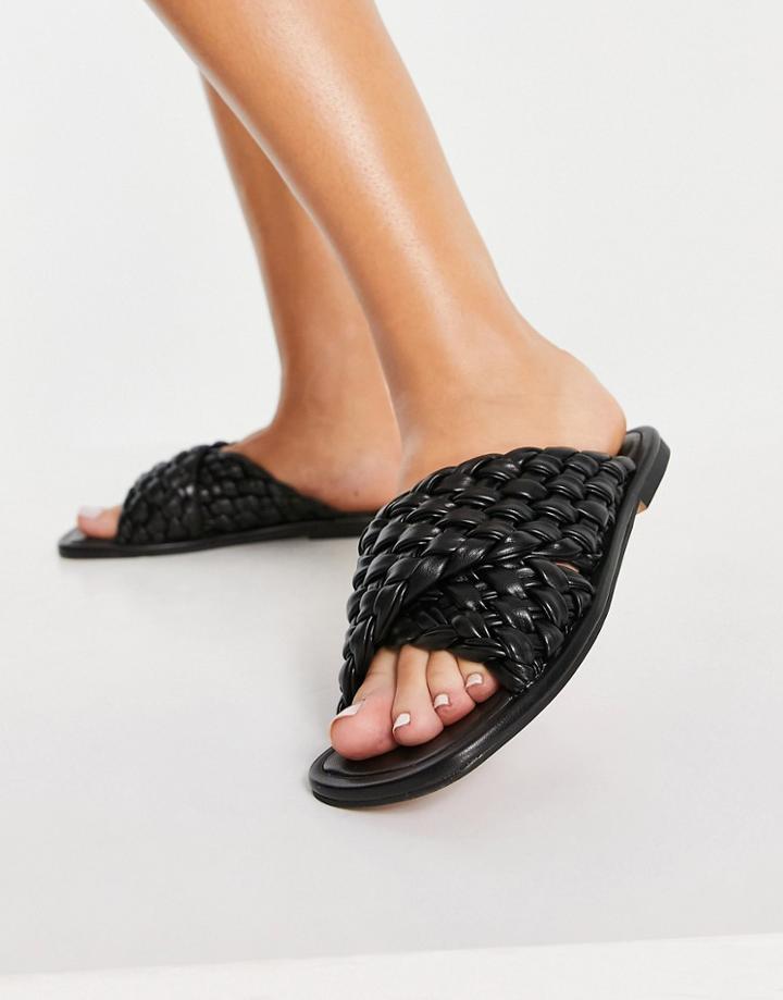 Asos Design Flashback Extreme Woven Mule Sandals In Black