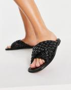 Asos Design Flashback Extreme Woven Mule Sandals In Black