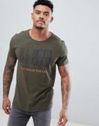 Blend T-shirt In Khaki With Logo Print - Green