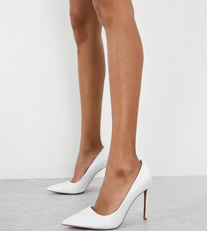 Asos Design Wide Fit Penza Pointed High Heeled Pumps In White