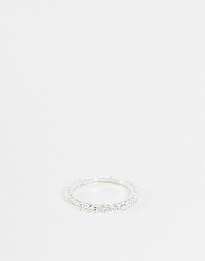 Topshop Pave Crystal Ring In Silver