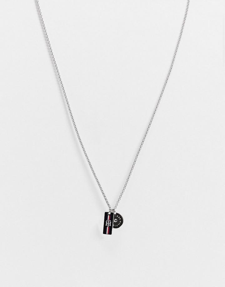 Tommy Hilfiger Mini Tag And Disc Pendant In Silver