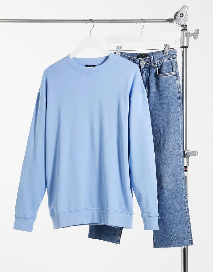 Asos Design Organic Cotton Oversized Sweatshirt In Blue