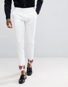Noose & Monkey Super Skinny Suit Pants In Cotton Sateen Print - White