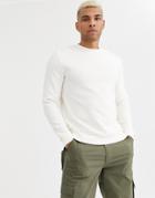 Asos Design Ribbed Sweatshirt In White