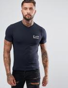 Ea7 Chest Logo V-neck Stretch T-shirt In Navy - Navy