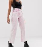 Collusion X005 Straight Leg Jeans In Acid Wash Pink