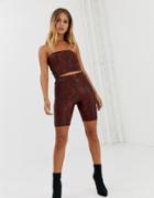 New Look Legging Short Two-piece In Snakeskin - Orange