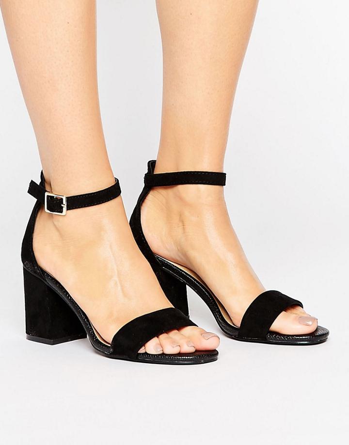 Oasis Ankle Strap Heeled Sandal - Black