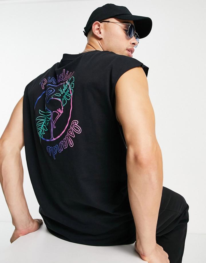 Another Influence Paradise Backprint Sleeveless T-shirt Tank-black